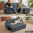 thumbnail image 4 of Pingliang Home Pull Out Sleeper Sofa Bed Sectional Sofa with Storage Chaise,L Shaped Sectionals Couches with Side Pockets,Modern Linen Reversible Sofa Couch for Living Room Apartment Office Studio, 4 of 9