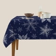 thumbnail image 4 of Christmas Tablecloth Square 60×60 Inch Blue Snowflake Winter Table Cloth Water Resistant Fabric Table Covers for Kitchen Dining Small Tablecloth for Party Home Decor, 4 of 5