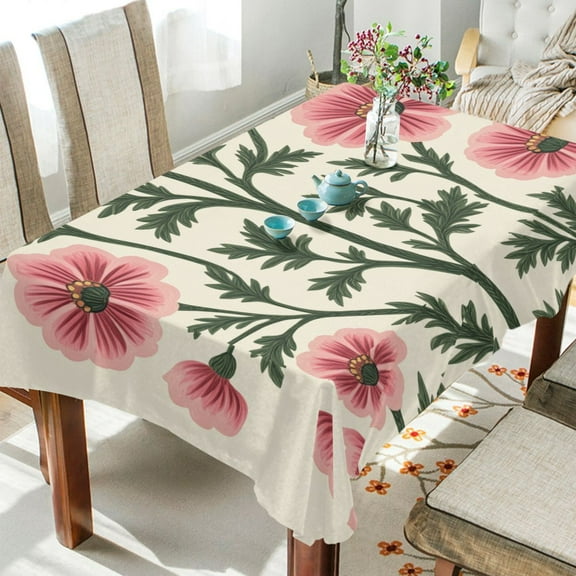 Yayeee Tablecloths for Rectangular Tables 54 x 54 inch Party Table Cover, Light Pink Flowers
