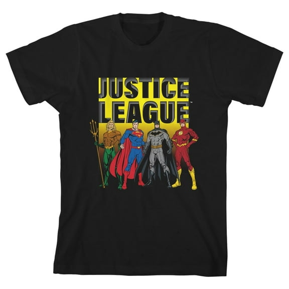 Standing Superheroes Justice League Toddler Boy's Black T-Shirt-4T