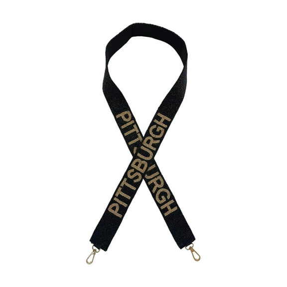Lashicorn Pittsburgh Black Beaded Purse Strap Yellow Letters 49 Pro Football Stadium Approved Clear Bag Gold Hardware Sports College East Pennsylvania