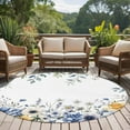 thumbnail image 5 of Blue Yellow Round Area&nbsp;Rug 5ft Flowers Eucalyptus Leaves Farmhouse Botanical Non-Slip&nbsp;Washable Circle Rugs Soft Felt Indoor Floor Mat for Bedroom Kitchen Living Room Bathroom, 5 of 9