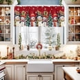 thumbnail image 2 of Curtain Valance, Christmas Snowman Snowflake Holly Winter Scarf Red Background Rod Pocket Valance Short Window Decor Curtains for Kitchen Bathroom Bedroom,1 Panel 54" x 18", 2 of 6