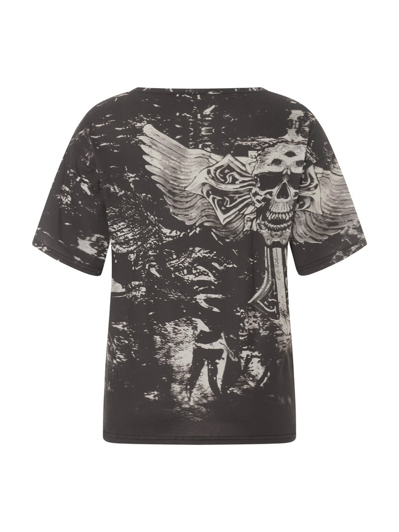 トップス Y2K fairy grunge scull border T-shirt Fairy Grunge Shirt