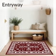 thumbnail image 3 of ODIKA 2'x3' Machine Washable Non-Slip Area Rug, Festive Nordic Snowflake Motif with Interlocking High Traffic Rug with Pad, Red, 613704, 3 of 8
