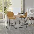 thumbnail image 6 of 26 Inch PU Leather Dining Chairs, Counter Height with Black Metal Legs, Simple Bar Stool Upholstered Dining Chairs, Accent Desk Chair Dining Room, Kitchen, Vanity, Living Room(Brown,Set of 4), 6 of 9