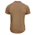 thumbnail image 4 of LYEAA Summer Shirts for Men Short Sleeve Four Buttons Crew Neck Fitted Pullover T-shirts Solid Casual Soft Comfortable Breathable Men's Tops Brown L, 4 of 4