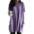 thumbnail image 4 of YEJIMAN Purple Plus Size Tunic Tops For Women, Women's Round Neck Long Sleeve Tops Plus Size Shirts Lightweight Sweatshirts Loose Casual Tunic with Pockets Blouses, 4 of 6