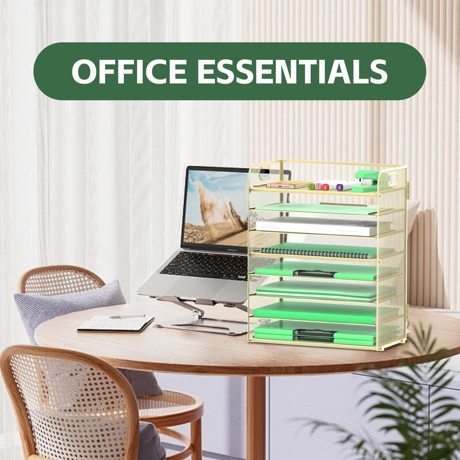 INTIGE 8-Tier Paper Letter Tray Organizer with Handles, Desk Organizers & Accessories, Yellow