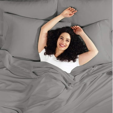 Empyrean Queen Sheets - 4 PC Super Soft Bed Sheets Queen Size - Double Brushed Microfiber Queen Size Sheets - Hotel Luxury Charcoal Grey Queen Bed Sheets Set, with 4 Corner Elastic Straps
