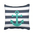 thumbnail image 1 of RYLABLUE Square Throw Pillow Covers Nautical Navy Blue Stripes Turquoise Anchor Pillowcases Polyester 18 X 18 Inch With Hidden Zipper Home Sofa Cushion Decorative Pillowcase, 1 of 1