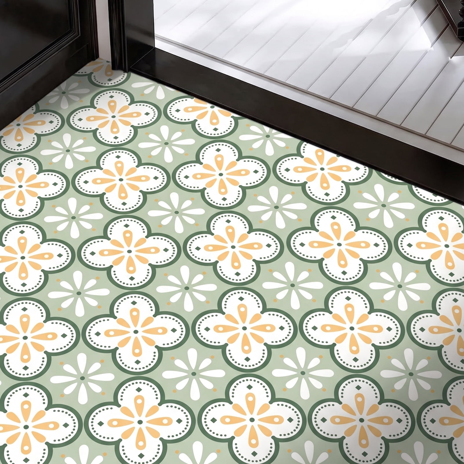 DEWOO Peel and Stick Floor Tile, Peel and Stick Flooring Self Adhesive, Waterproof Vinyl Flooring Suitable for Bathroom, Kitchen, Light Green(12 x 12 In, 10PCS)
