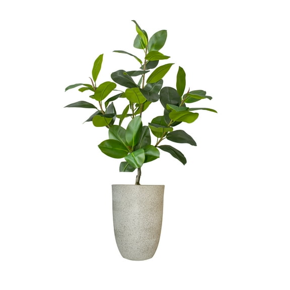 Real touch 62" fake Rubber tree in a fiberstone planter