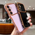 thumbnail image 2 of Compatible with Galaxy A54 5G Case for Women Girls, Cute Wave Frame Curly Shape with Love Heart Raised Camera Protection Luxury Plating Shockproof Phone Case for Galaxy A54 5G (DARK PURPLE), 2 of 9