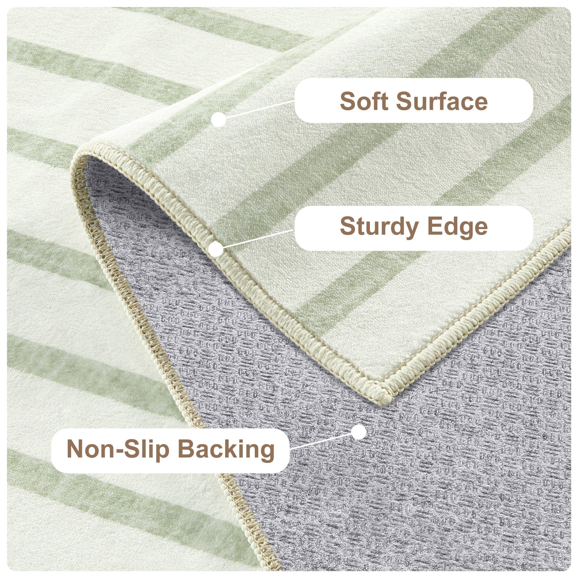 MICGEEK 9'x12' Washable Area Rug, Low-Profile Large Area Rug with Non-Slip Backing & Durable Edge Binding, Vintage Large Rugs for Living Room, Bedroom & Dinning Room,Sage Green