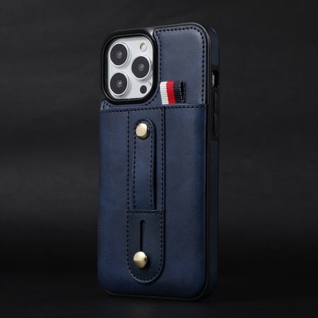 Dteck iPhone11 pro Wrist Strap PU Leather Shockproof Handy Belt Case for iPhone 11 Pro Blue