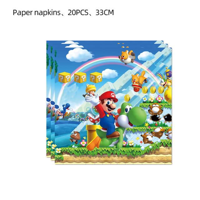 Juego de decoración para fiesta de cumpleaños de la serie Super Mario, conjunto de banderas, pastel, fiesta, plantación de banderas, bolas, combinación de decoración para fiesta de cumpleaños