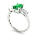 thumbnail image 2 of 1.5 ctw 3 Stone Anniversary Ring for Women | Emerald Cut Simulated Emerald | Hyperallergenic Solid 18K White Gold, 2 of 5