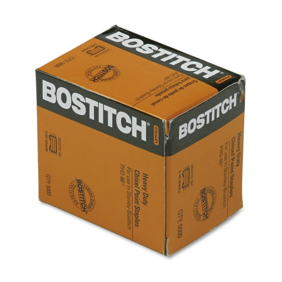 Bostitch Heavy-Duty Premium Staples, 0.38" Leg, 0.5" Crown, Steel, 5,000/Box, Each