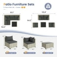 thumbnail image 3 of UDPATIO 5 Pieces Outdoor Patio Furniture Set, Outdoor Wicker Patio Conversation Set with Cushions for Backyard, Porch, Garden(Gray), 3 of 9