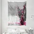 thumbnail image 1 of Music Tapestry, Guitar and Wings in Sketchy Grunge Background Emo Rock Trippy Illustration, Wall Hanging for Bedroom Living Room Dorm Decor, 60W X 80L Inches, Dimgrey Hot Pink, by Ambesonne, 1 of 2