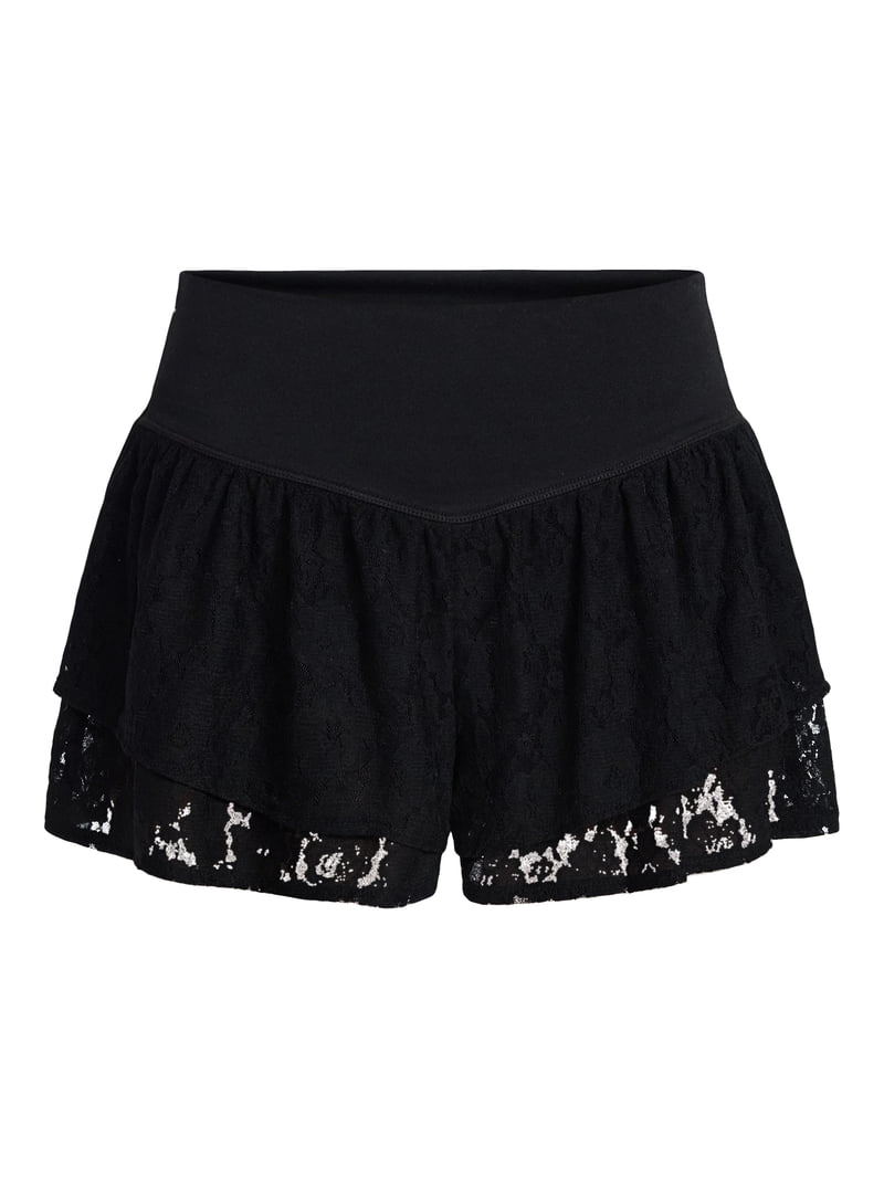 No Boundaries Lace Knit Flowy Shorts, 2'' Inseam, Women's XXS-XXL