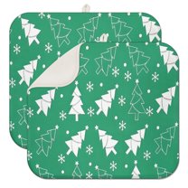 Green Christmas Tree Pattern Dish Drying Mat for Kitchen 1 Pack, Ultra Absorbent Microfiber Dishes Drainer Mats,16x18in(41x46cm)