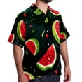 thumbnail image 2 of Watermelon Men's Short Sleeve Hawaiian Poplin Shirt - Casual Printed Button Down Summer Beach Shirt for Men, 2 of 6