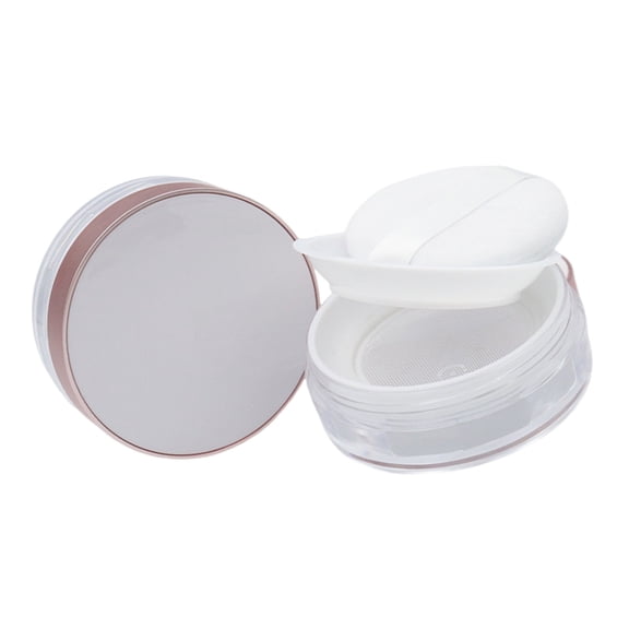 Empty Loose Powder Container Plastic Cosmetic Makeup Loose Powder Box Case Holder with Sifter Lids and Puff for Travel
