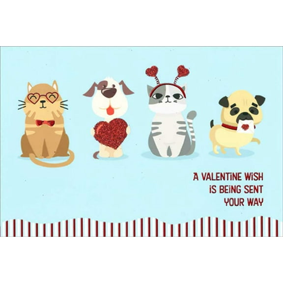 Pictura Cats and Dogs Valentine Wishes Sent Your Way Valentine's Day Card