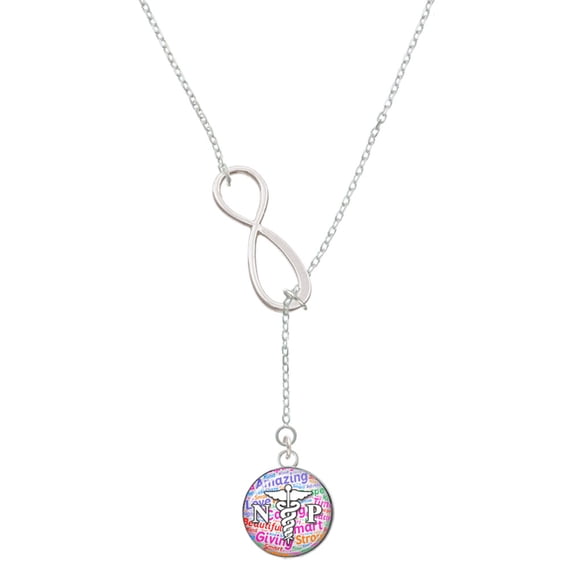 Delight Jewelry Silvertone Domed Multi Color NP Silver tone Elegant Infinity Lariat Necklace