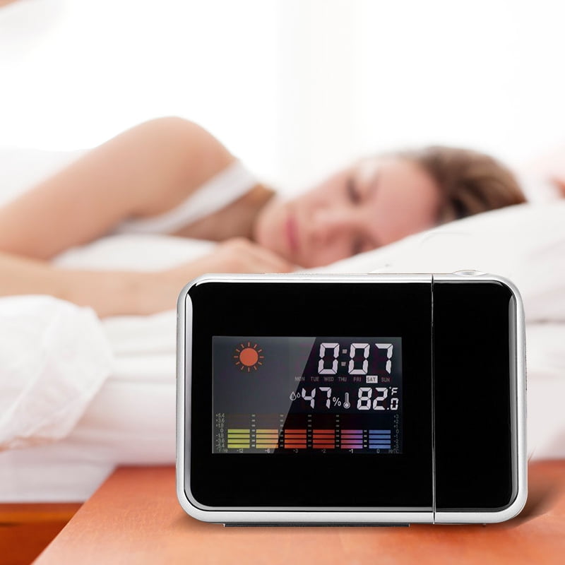 1X Projection Digital LED Projector Weather Station Snooze Alarm Clock Calendar 