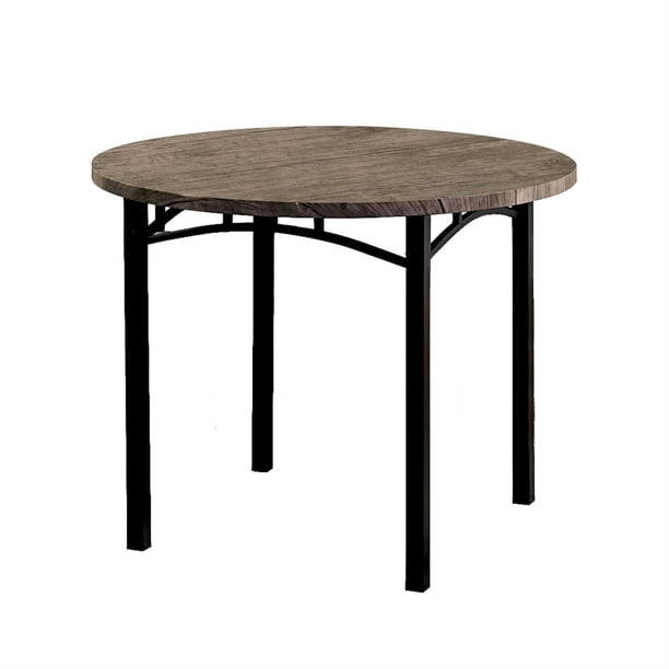 Industrial Metal Dining Table with Round Table Top and ...
