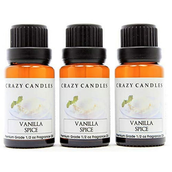 Crazy Candles Vanilla Spice (Made in USA) 3 Bottles 1/2 FL Oz Each (15ml) Premium Grade Scented Fragrance Oil