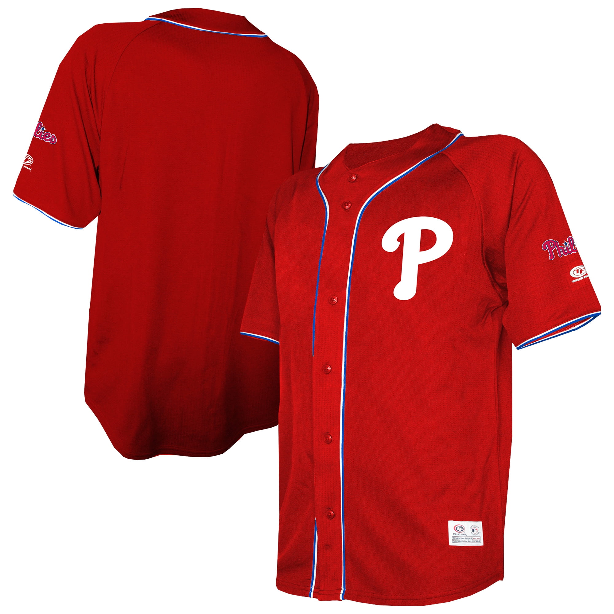 Men's Stitches Red Philadelphia Phillies Team Color Full-Button Fashion Jersey