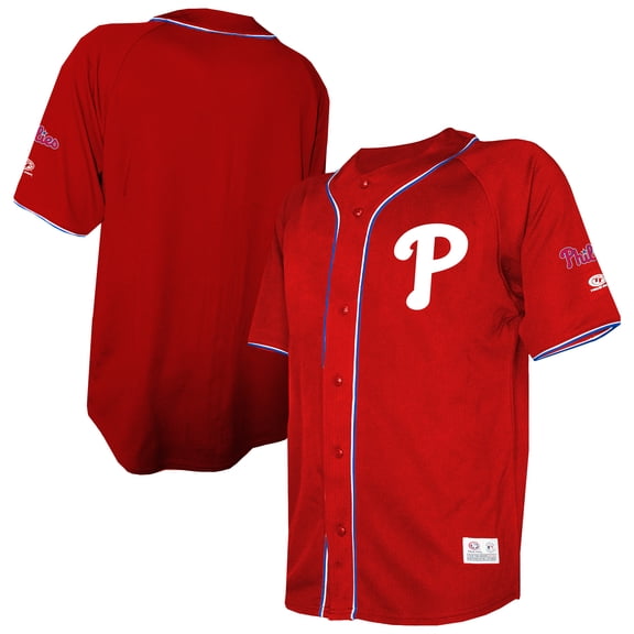 Men's Stitches Red Philadelphia Phillies Team Color Full-Button Jersey