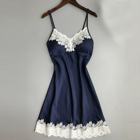 Aboser Womens Short Chemise Nightgowns with Built in Bras Soft Silk Satin Sleepdress Elegant Lace Trim Babydoll Nightshirts Full Slips Loungewear