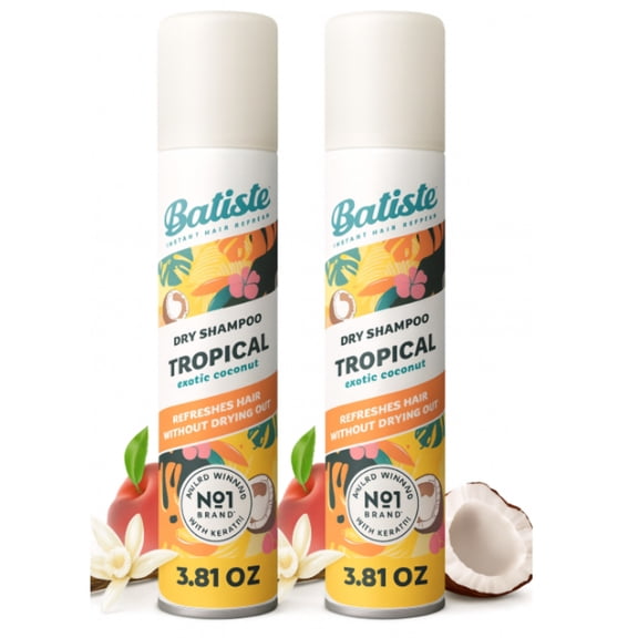 Batiste Dry Shampoo Coconut and Exotic Tropical 3.81 oz - 2Pack