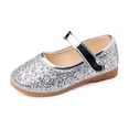 thumbnail image 6 of GiLiling Girls Mary Jane Flats, Glittery Sequin Upper Adjustable Strap, Soft Non-Slip Sole Sandals for Parties Weddings (Silver, 5-5.5 Years), 6 of 6