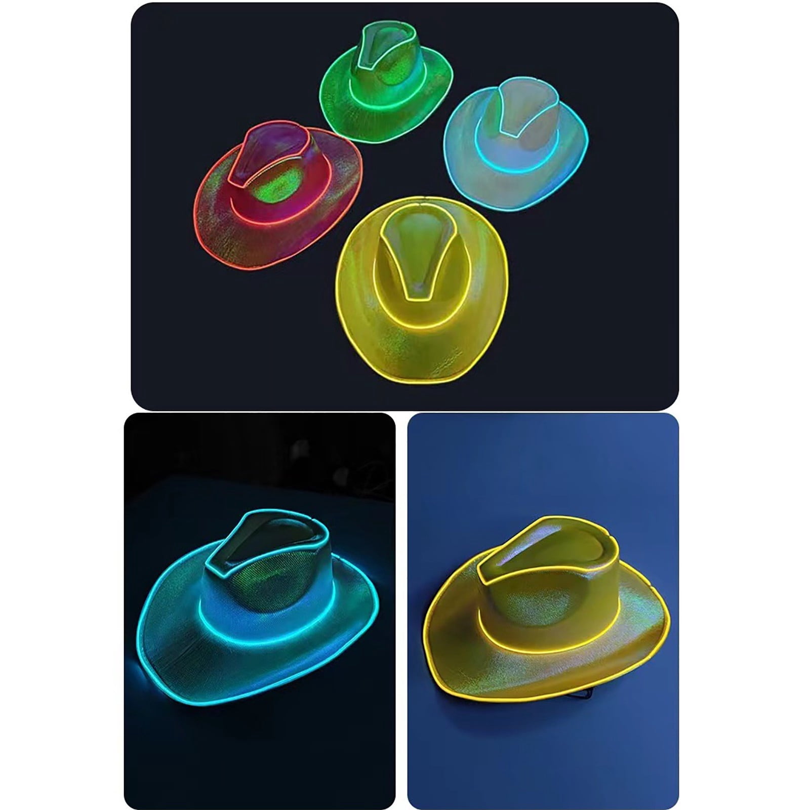 Space Cowgirl Hat and LED Glasses Set Glow in The Dark LED  display picture 2