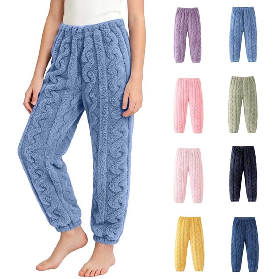 akafmk Kids Flannel Pants Boys Girls Fleece Pj Bottoms Soft Warm Fall Winter Joggers with Comfortable Cuffs Loungewear Sleep Pants 2-11 Years