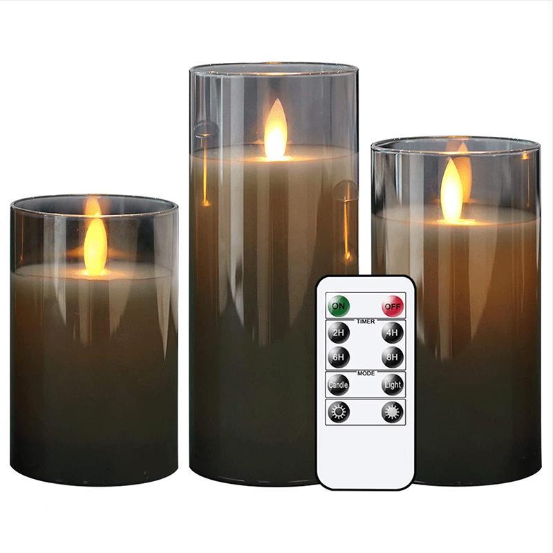 Flameless Candle with Remote Battery Powered Blinking LED Pillar Candle