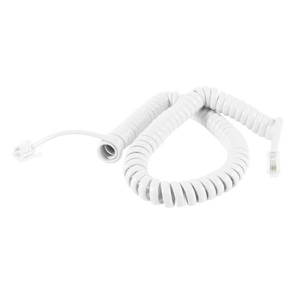Unique Bargains 10ft Length Coil Stretchy RJ9 4P4C Elastic Telephone Cable White