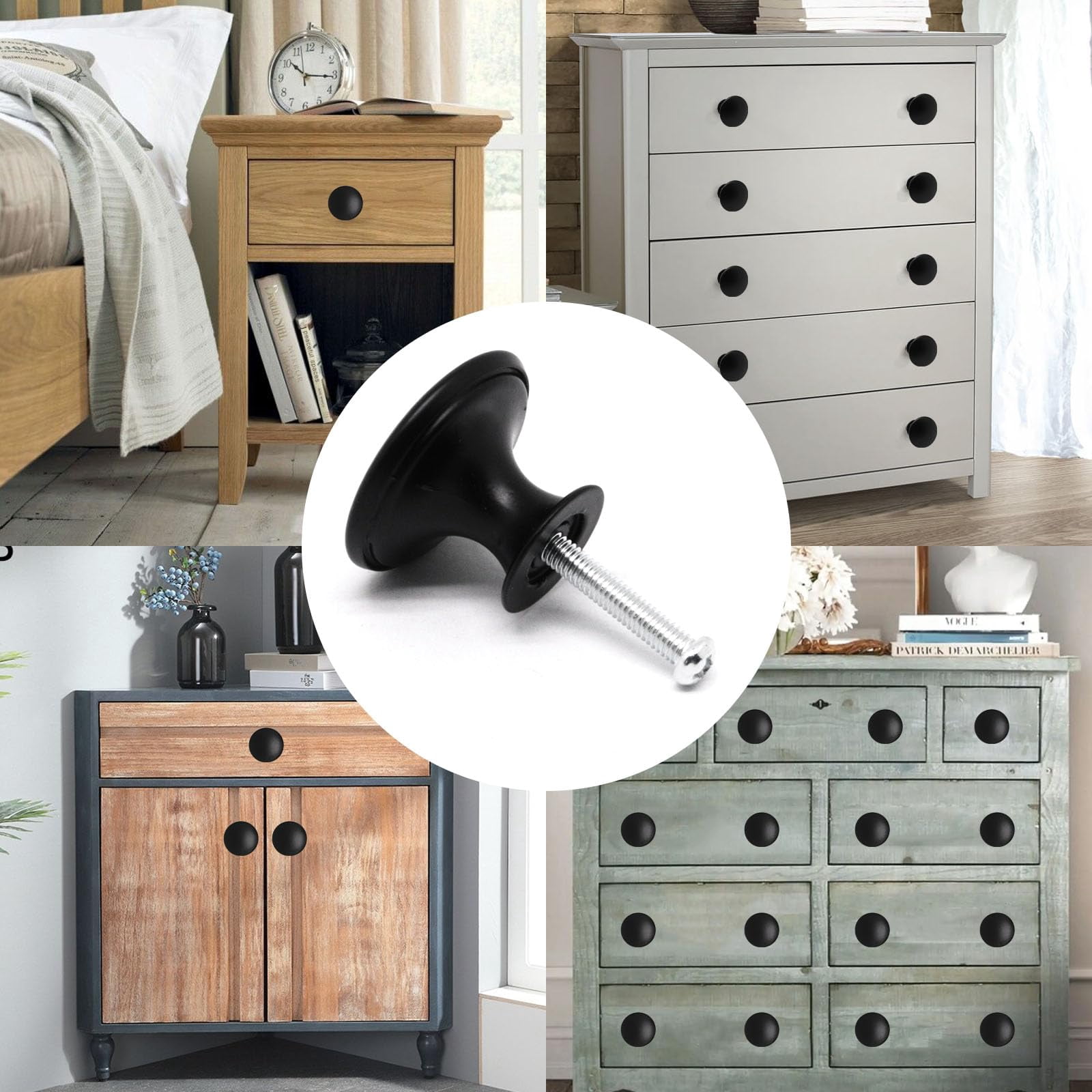 8 Pack Antique Brass Cabinet Knobs, Round Dresser Knobs Kitchen Drawer Knob, Single Hole Cupboard Door Knob Dresser Drawer Pulls Handles