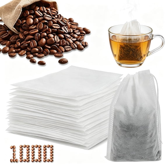 Fkszll 1000 Pcs Tea Bags for Loose Leaf Tea 4x6 inch Disposable Empty Tea Bags with Drawstring Fine Mesh for Coffee Cold Brew Bags Spice & Herbs