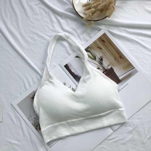 Ropa interior sexy invisible con forma de U grande sin espalda para mujer, sujetador con tirantes en la espalda y escote halter de pecho pequeño para niña, belleza, espalda envuelta en el pecho