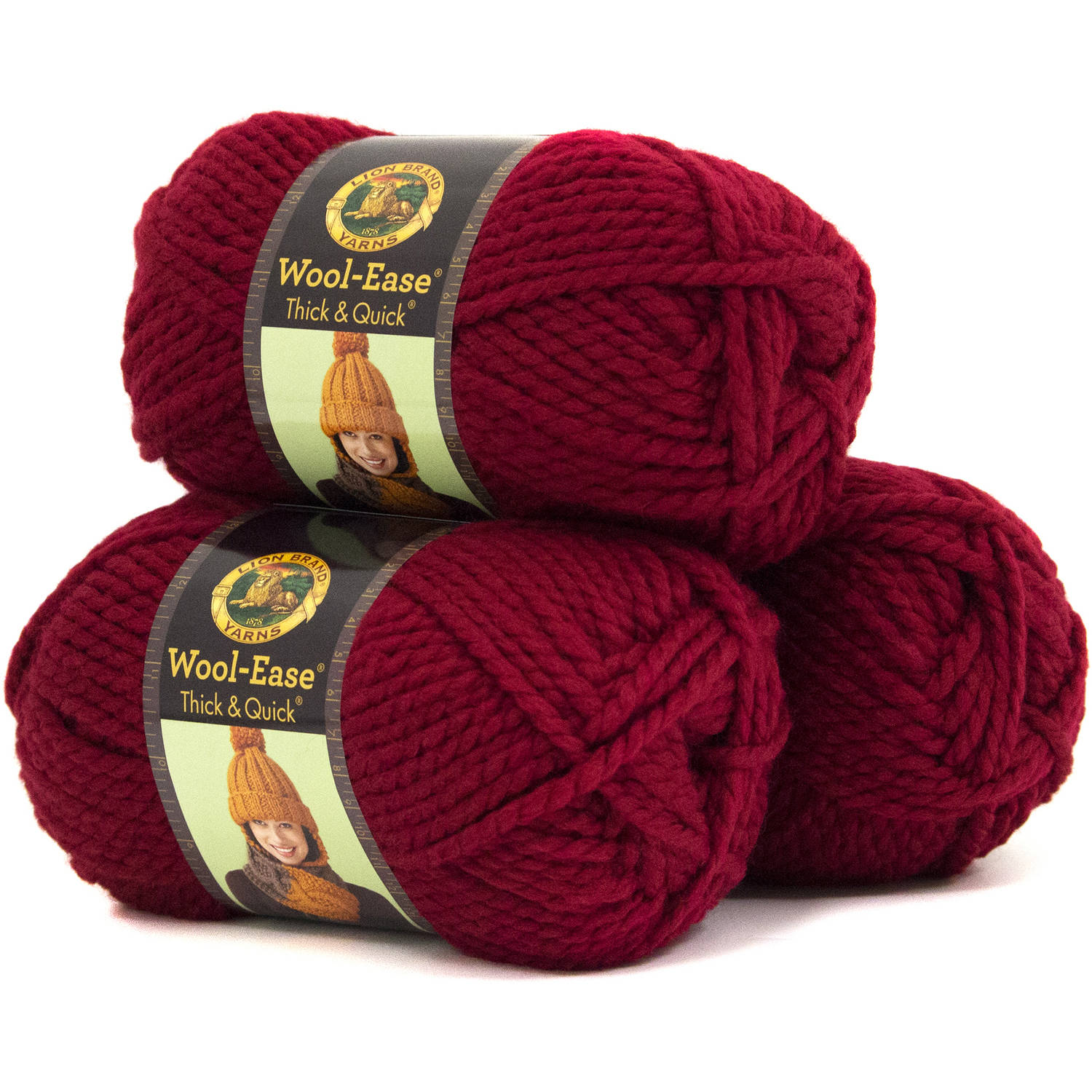Lion Brand Yarn WoolEase Thick and Quick Cranberry Classic Super Bulky