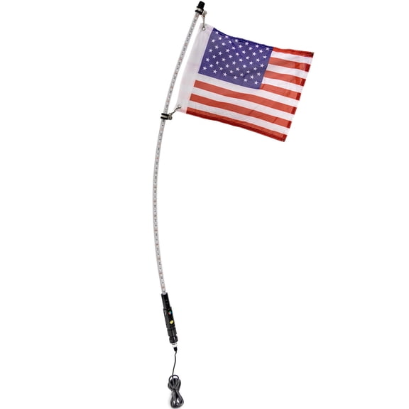 Krator 4ft Multi-Color LED Whip Light with Remote Control and American USA Flag - LED Antenna Whip Light Compatible with Sand Dune Buggy, ATV, UTV, RZR, Jeep, Trucks, and Other Off-Road Vehicles