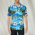 thumbnail image 2 of CCRFTGI Hawaiian Shirt for Men Plus Size Cotton Short Sleeve Polo Shirts Summer Plain Mens Shirts Beach Palm Trees Printed Button Down Tshirts Shirts for Men,Blue S, 2 of 5