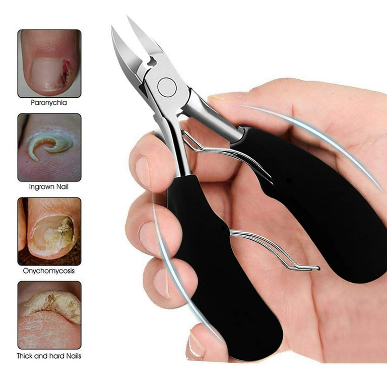 Toenail Clippers,Strong Big Nail Scissors Nippers ,Diabetic Toe Clipper  Podiatrist Tool Pedicure Clippers Cutters Nipper with Rubber Handle, Black